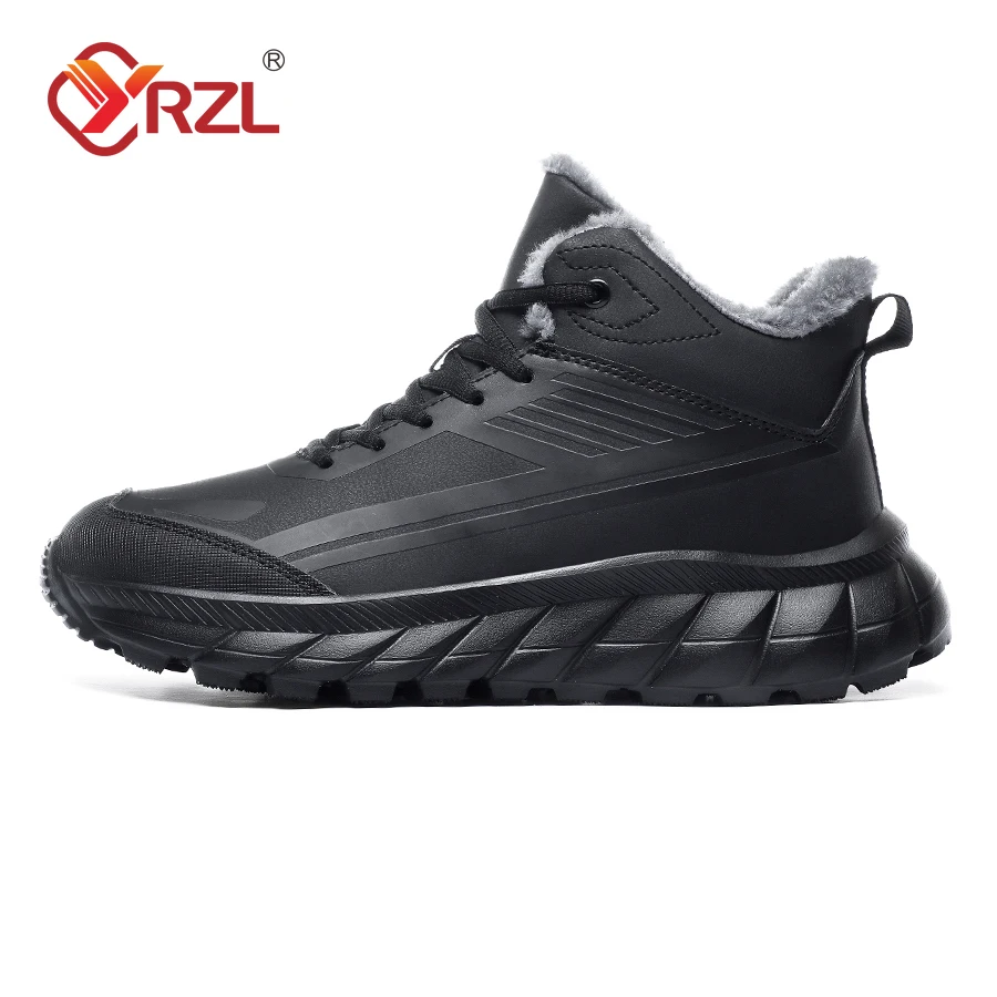 YRZL Lightweight Warm Winter Boots Men Fur Hiking Shoes Men Snow Boots Waterproof Big Size 48 Outdoor Non Slip Ankle Boots Man