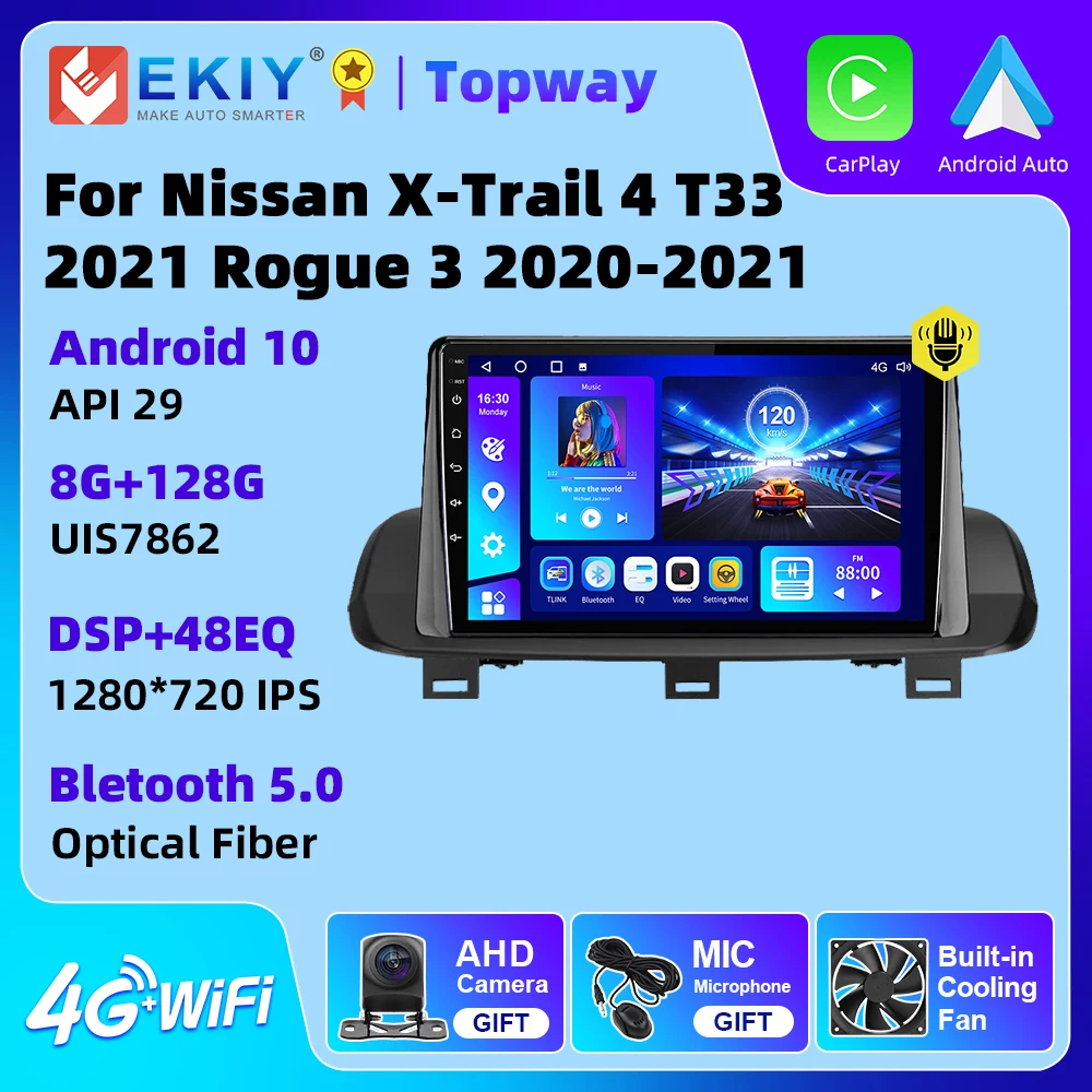 

EKIY Android 10 Autoradio Car Radio For Nissan X-Trail Xtrail 4 T33 Rogue 3 III 2020 2021 Navigation 4G WIFI BT GPS DSP RDS