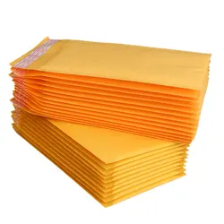 5pcs 14*16cm+4cm Bubble Padded Self-adhesive Sealing Yellow Kraft Paper Mailing Bag Business Mailers Supply Packing Envelope
