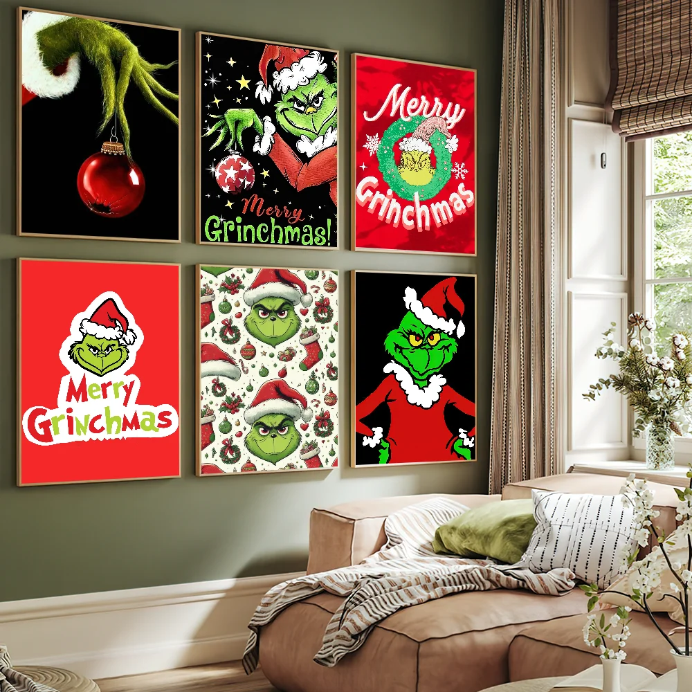 Cartoon the G-Grinch Merry Grinchmas Cute Monster Poster Art Wall Painting Stickers Decor Aesthetic Indoor Home Bar Coffee House