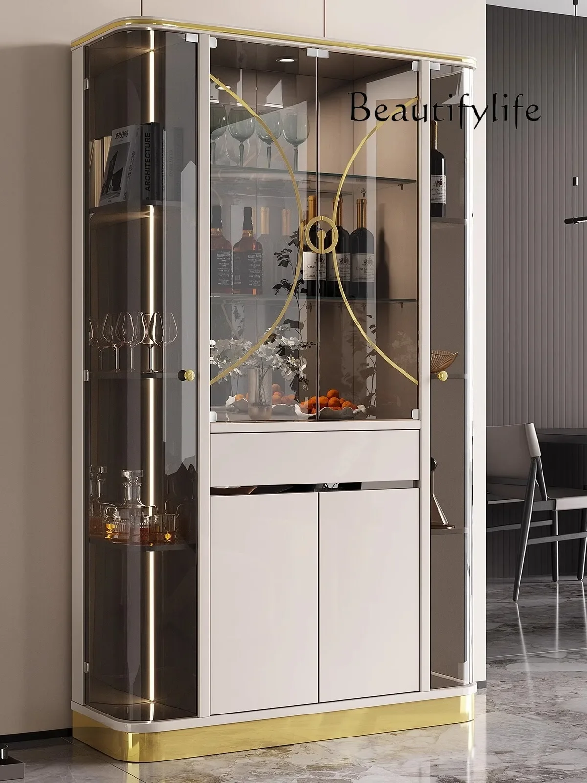 Wine Cabinet Locker Home Standing Cabinet Living Room Wall  Light Luxury Display Cabinet Made of Glass