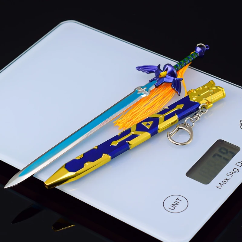 22cm/8.66in Link Master Sword keychain With Scabbard Tears of the Kingdom Game Peripheral Cosplay Sword Weapon Models Toys Gifts