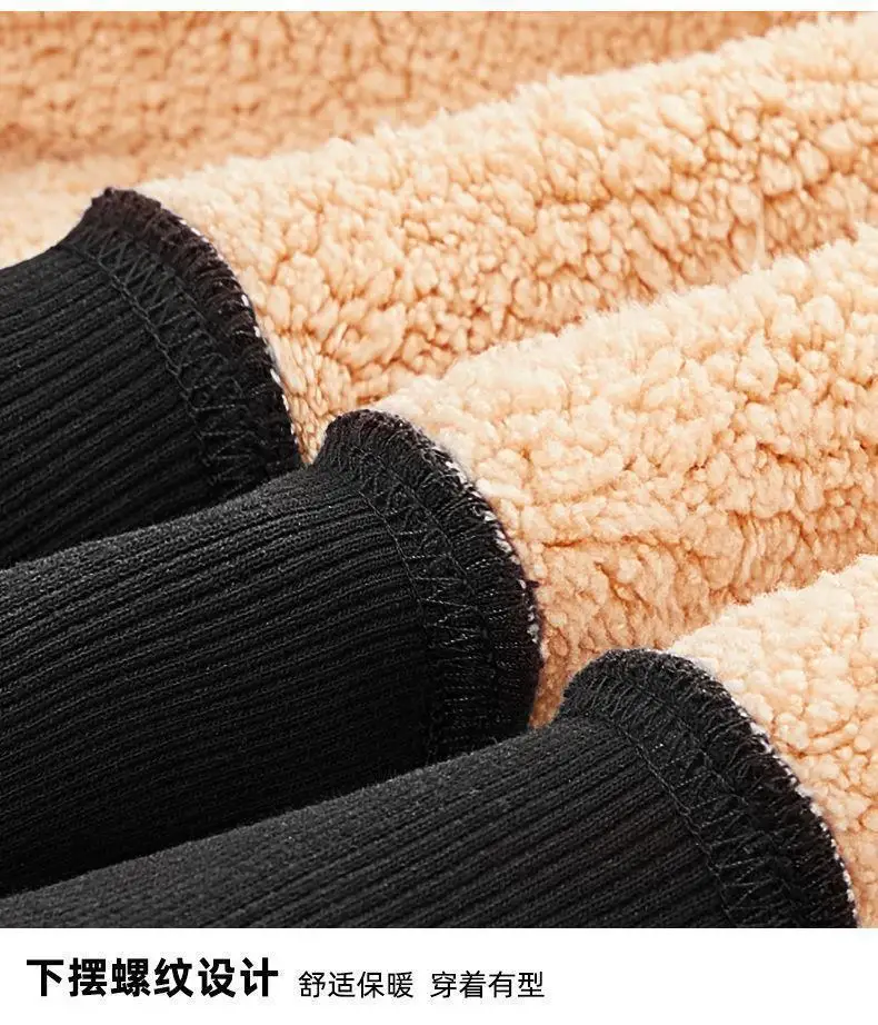 معطف فرو خروف للحماية من الشتاء وحفظ الدفء، سويت شيرت رجالي مع حشوة مضافة وقميص بلوفر سميك بغطاء للرأس