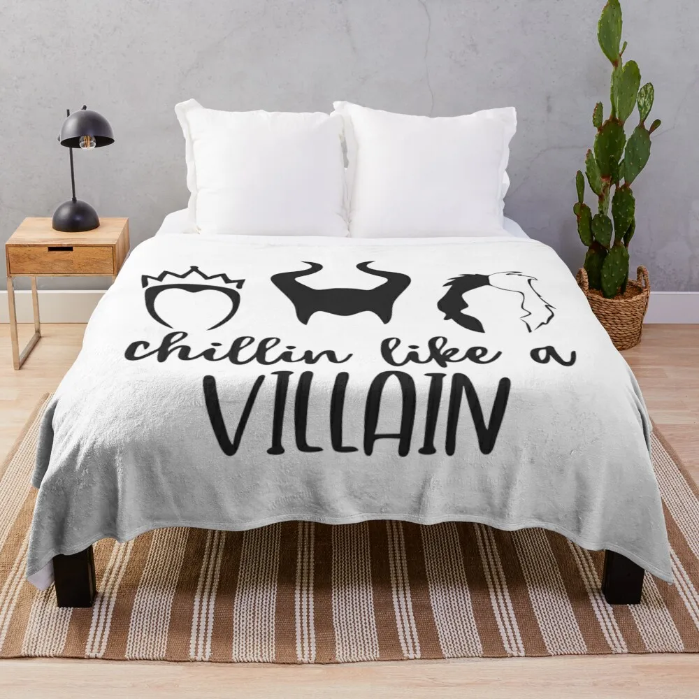 Chillin Like A Villain Throw Blanket anime Summer Beddings Blankets For Bed Cute Blankets