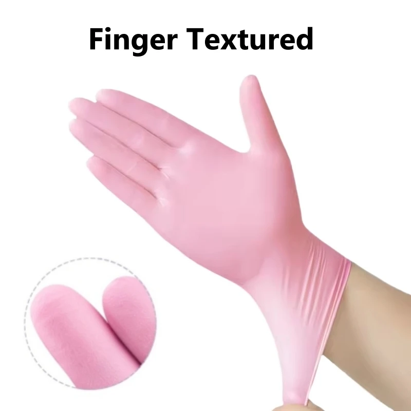 20/50/100PCS Pink Nitrile Disposable Gloves Powder Latex Free Cleaning Gloves for Tattoo Esthetician Nail Tech Hair Dye Beauty
