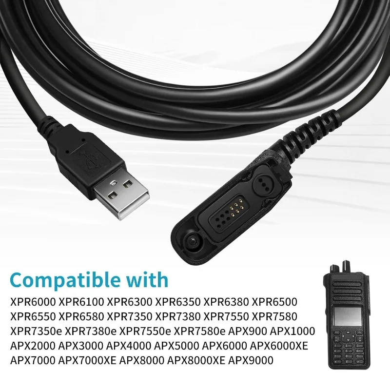 USB Programming Lead Cable Cord for Moto XPR6350 XPR6550 XPR7350 XPR7350e XPR7550e XPR7580e APX4000 APX6000 APX7000 APX8000 Radi