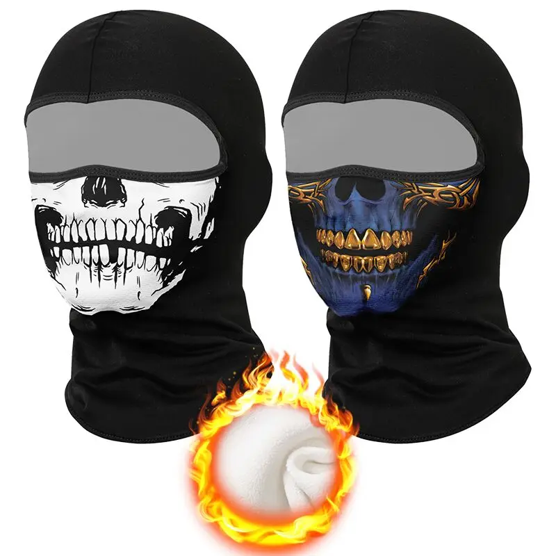 Winter Motorcycle Warm Mask Plus Velvet Windproof Cold Rider Neck Cover Ski Full Face Headgear Skull Balaclava Bike Equipment