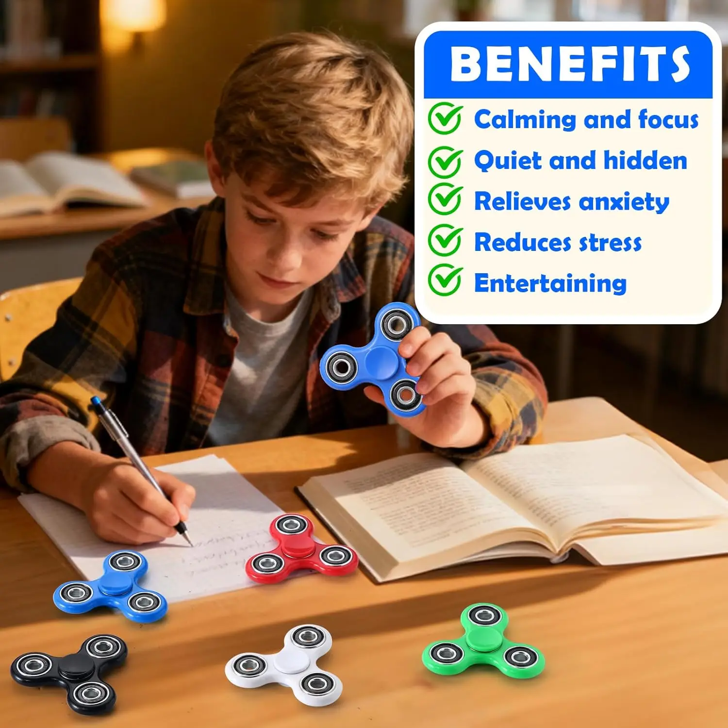 Fidget Spinners Toys Paquete de 5, Paquete sensorial de Fidget de mano a granel, Juguetes de ansiedad Reductor de alivio del estrés, Favores de fiesta