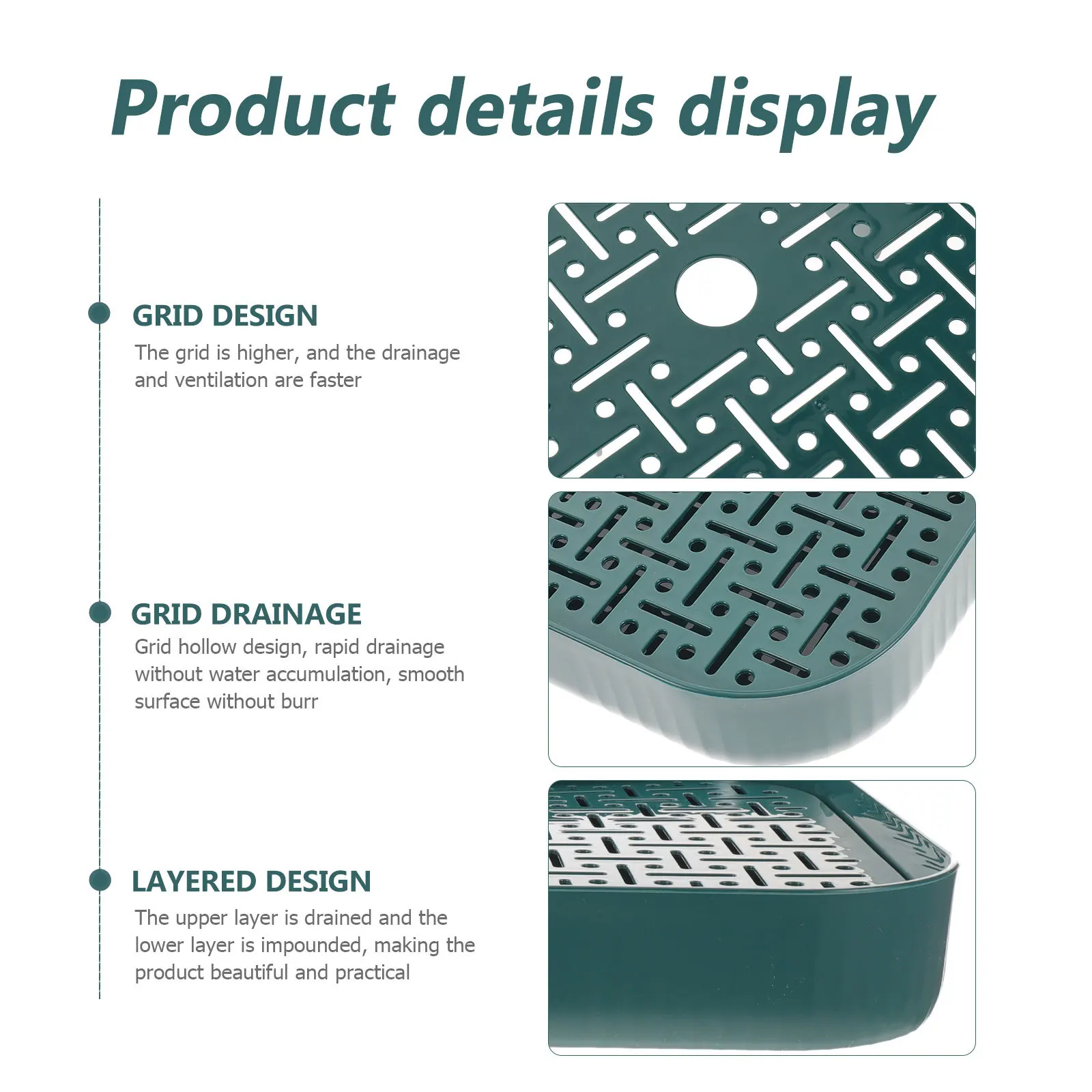 

Double Layer Fruit Draining Tray Premium Quality Kitchen Counter Tray for Tea Set Serving and Dish Drying Drain Board Organizer