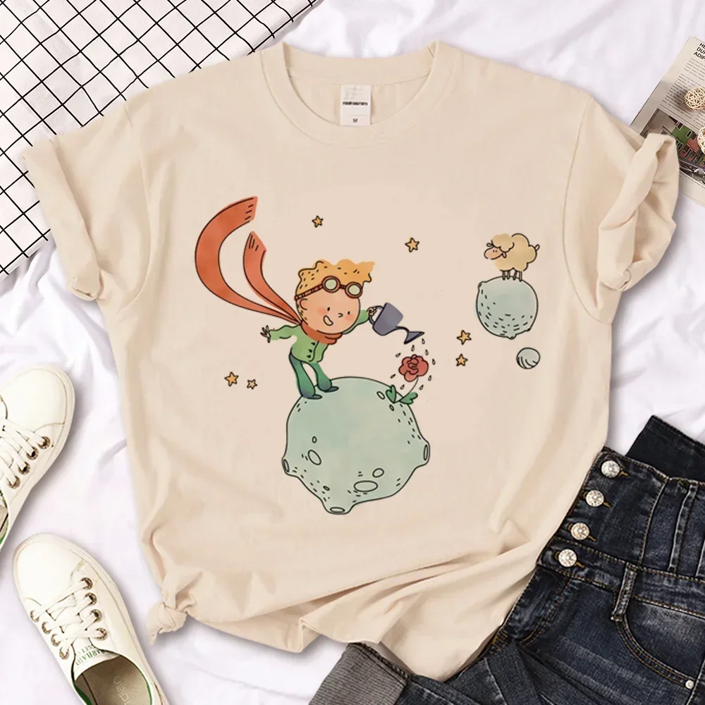 The Little Prince Print Tee Women T-shirts Harajuku Tshirt Girl 2000s Clothing kawaii Print T Shirt For Women image 3