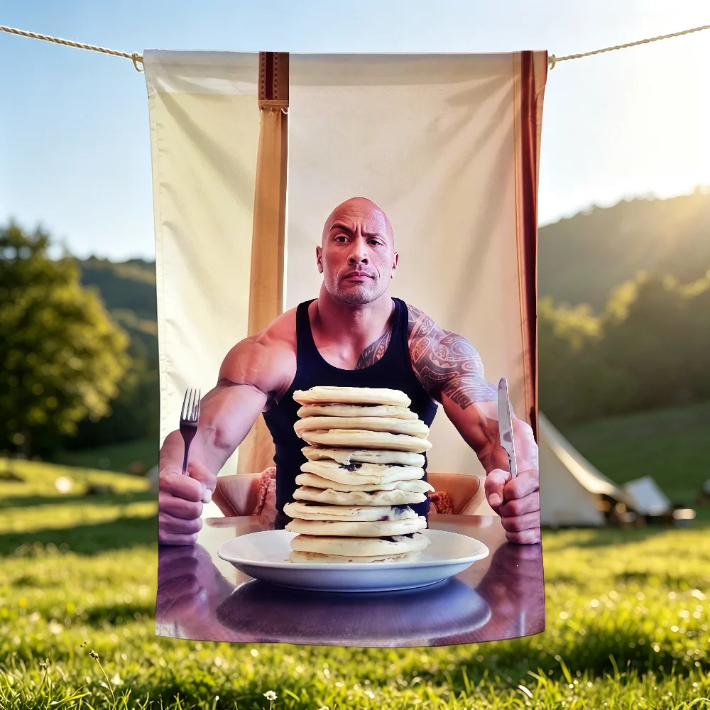 Cheat Day The Rock Eating Pancakes Dwayne Douglas flag For Living Room Home Dorm Decor Wall Outdoor Camping Party Banner Gifts