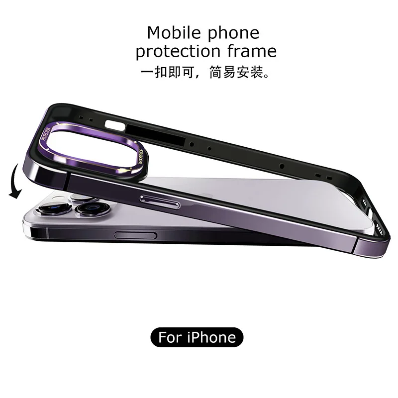 ステンレス鋼の耐衝撃ケース,iPhone 15 pro max,黒,電話アクセサリー用