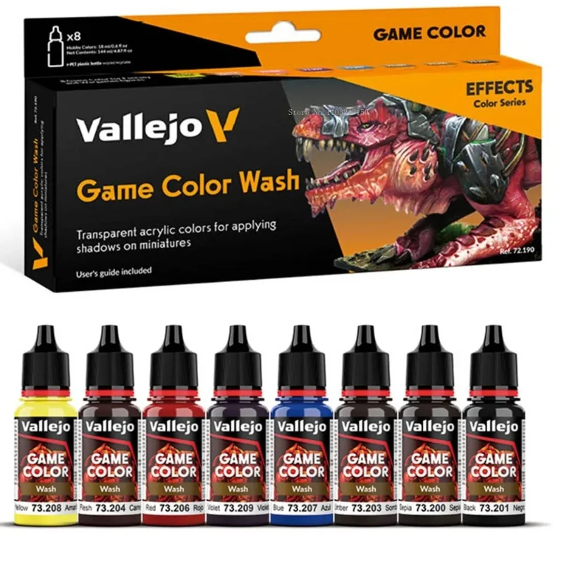 Spani AV Vallejo Model Ekologiczny Zestaw Farb Akrylowych na Bazie Wody 8 * 17ml Zestaw Akrylowy Bezmetallowy/Do Malowania w Stylu Game Color Wash — zdjęcie produktu 5