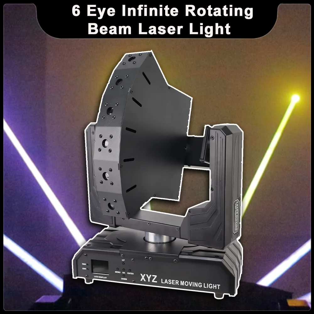 

6 Eye RGB Infinite Rotating Beam Moving Head Light Laser Lights DMX512 For DJ Disco Show Xmas Club Wedding Party Stage Effects