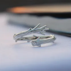 New Simple Exquisite Popular Branch 925 Sterling Silver Not Allergic Personality Women Opening Rings R218