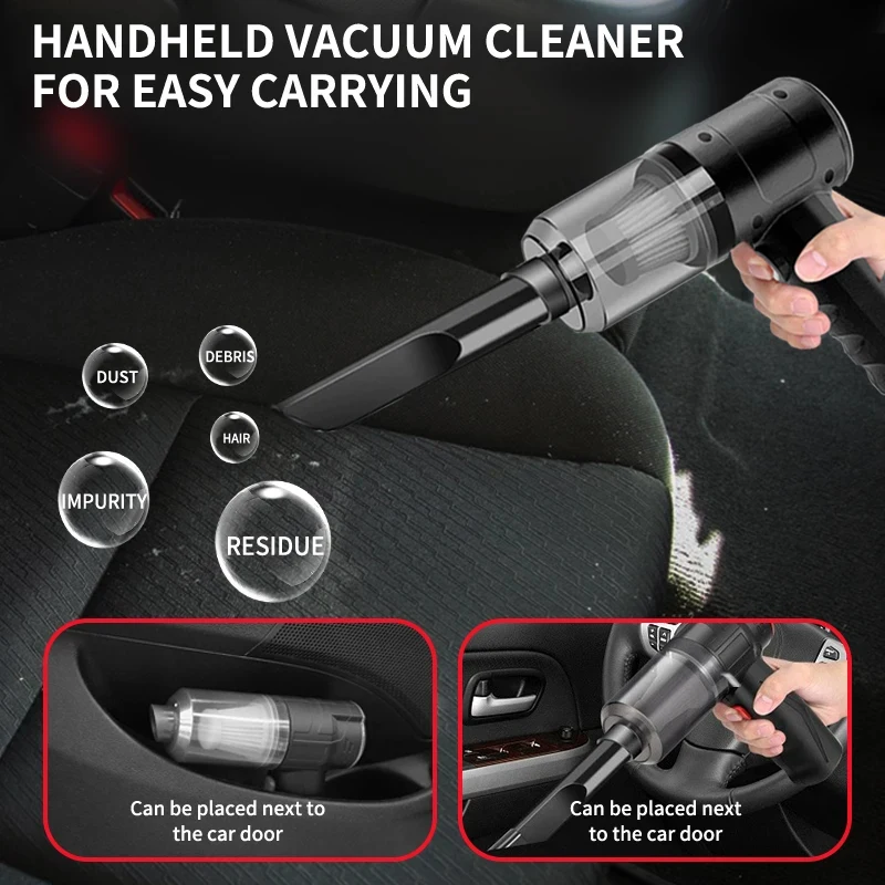 Aspiradora inalámbrica portátil mini para coche, multifuncional, recargable, de mano, dos en uno, para coche y hogar, muy vendida.