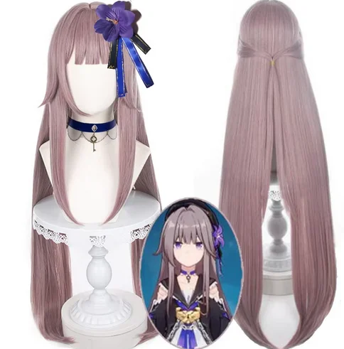 Long Herta Cosplay Wig Game Honkai Star Rail Herta Grey Purple Wig Synthetic Wigs Honkai Star Rail Herta Cosplay Wig