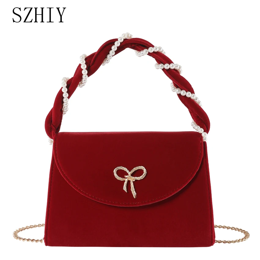 Small Square Bag Red Wedding Bag Designer New Women Fashionable and Luxurious Office Wedding Shoulder Bride Crossbody Handbag