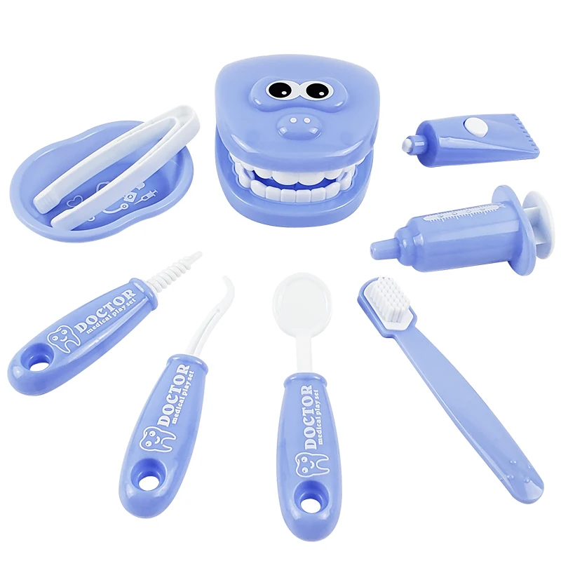 9PCS Plastic Simulation Dentist Play Set Medical Kit Pretend Toy for Kids Hygienic Habbit Cultivation Role Play Game for Childre