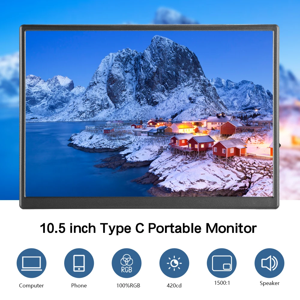 Imagem -02 - Eyoyo 10.5 Tipo-c Portátil Monitor de Jogos 1920*1280 Hdr Ips Tela Plug & Play Hdmi Display para Computador Portátil Telefone Ps4 Xbox Switch