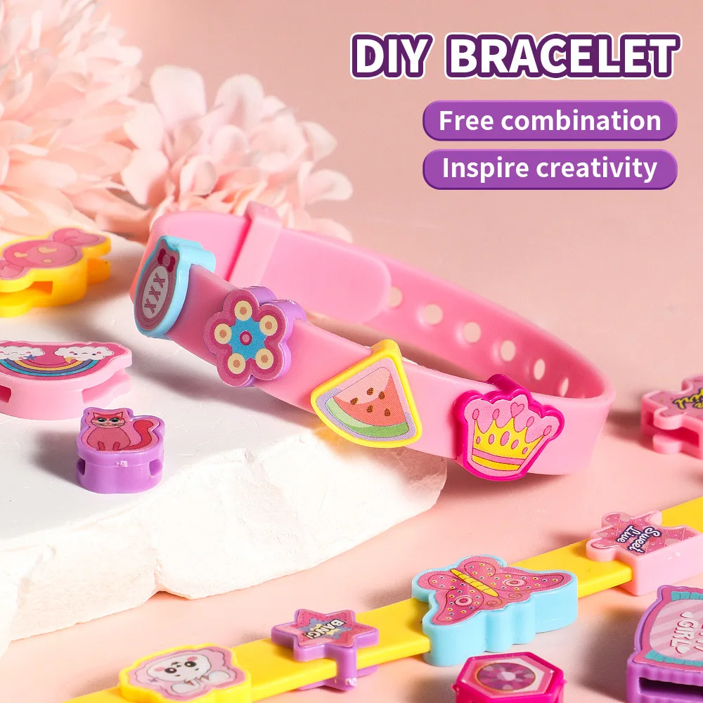 Fun DIY Bracelet Craft Toys Creative Cartoon Shape Letter Making Jewelry Kit for Kids Girls Toy Birthday Christmas Party Gifts