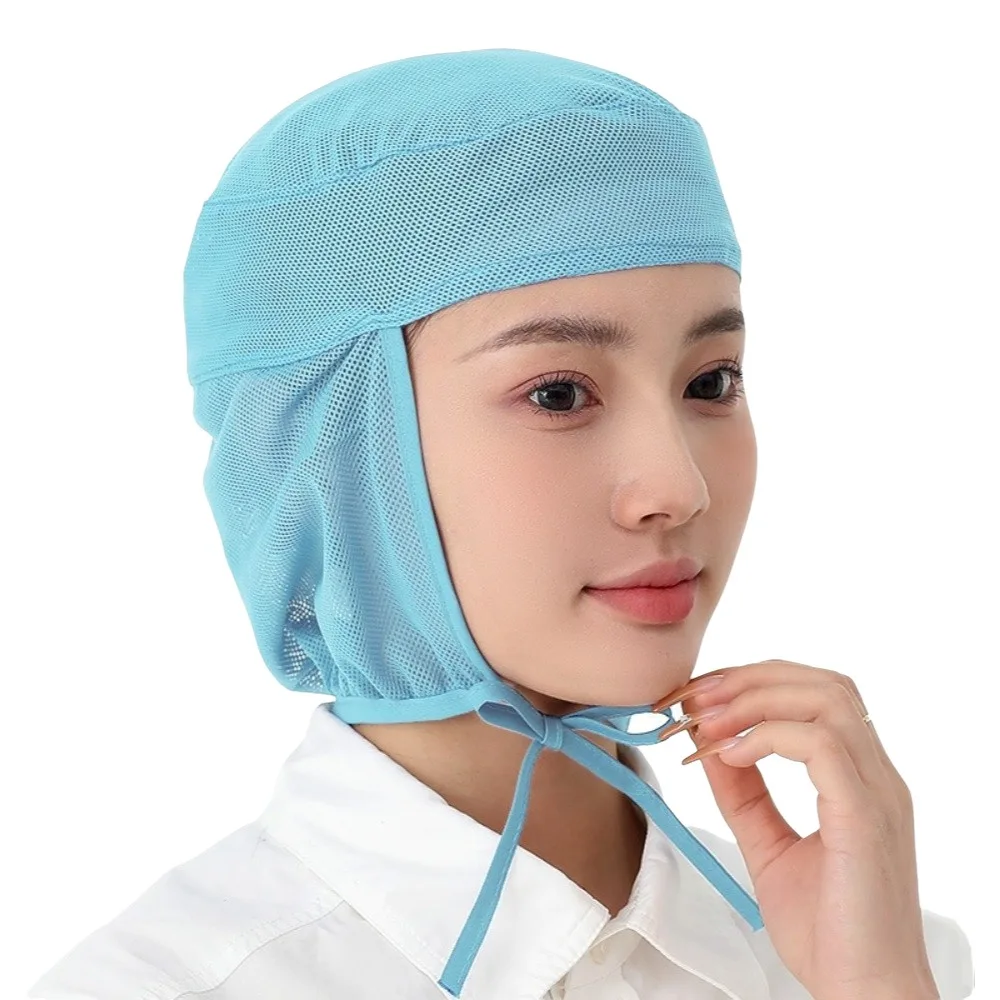 Breathable Mesh Mesh Work Cap Adjustable Fit Elastic Back Food Service Cap Wide Brim Mesh Hair Cover Restaurant Kitchen