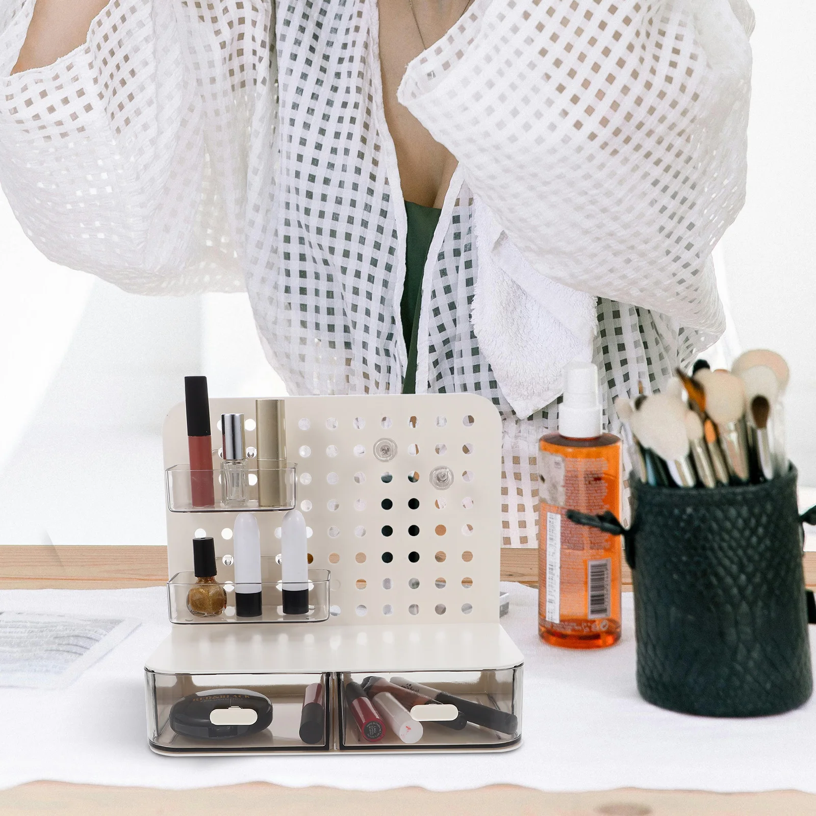 

Sleek Pegboard Wall Mount Organizer for Desk Accessories Office Supply Organizer Elegant Minimalist Design for Efficient