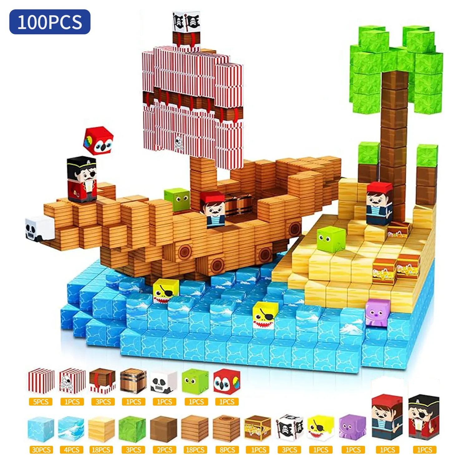 บล็อกแม่เหล็กสําหรับเด็ก STEM ของเล่นลูกบาศก์แม่เหล็กปริศนาชิ้นก่อสร้าง