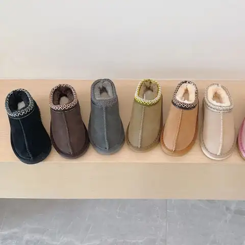 Classic Winter Children Fur Shoes Genuine Leather Girl Boy Baby Snow Boots 2026 New Design Toddler Kids Ultra Mini Warm Slippers