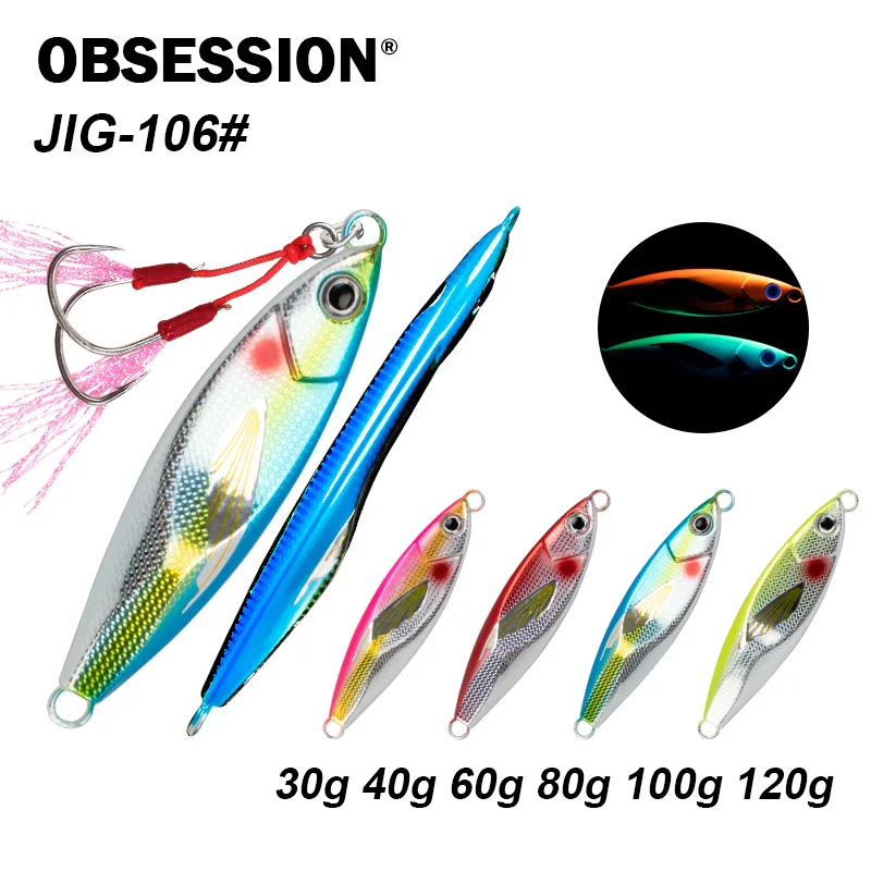 OBSESSION J106 Dub Step Alloy Metal Slow Pitch Jig Bait Shore Hard 30g-120g Jigging Lure Bass Sea Boat Sinking Fishing Jig Lures