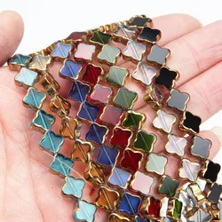 28PCS 10mm Glass Flower Beads Septal Bead Charms for Jewelry Making Bracelets DIY Necklace Accessories Wholesale