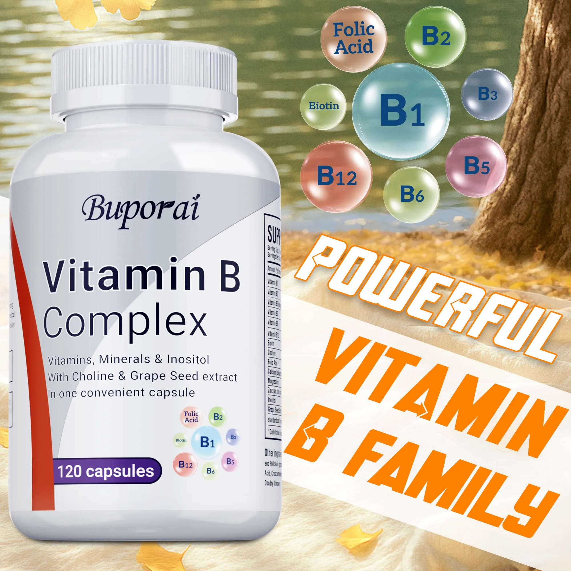 Vitamin B Complex - Supports Brain Cell Function, Boosts Cellular Energy, Mental Clarity, Promotes Brain & Nervous System Health