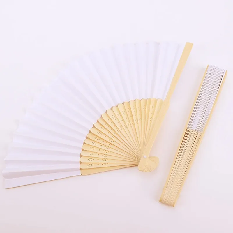 1-50pcs DIY Paper Bamboo Folding Fan Adults Children\'s Calligraphy Painting Practice Blank White Folding Fan Wedding Gifts