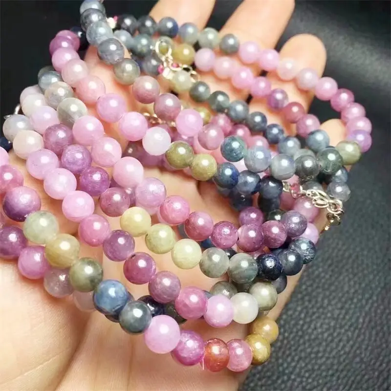 6.5mm Natural Ruby Bracelet Women Fashion Round Stone Elegant Healing Strand Bangles Wristband Gift 1PCS