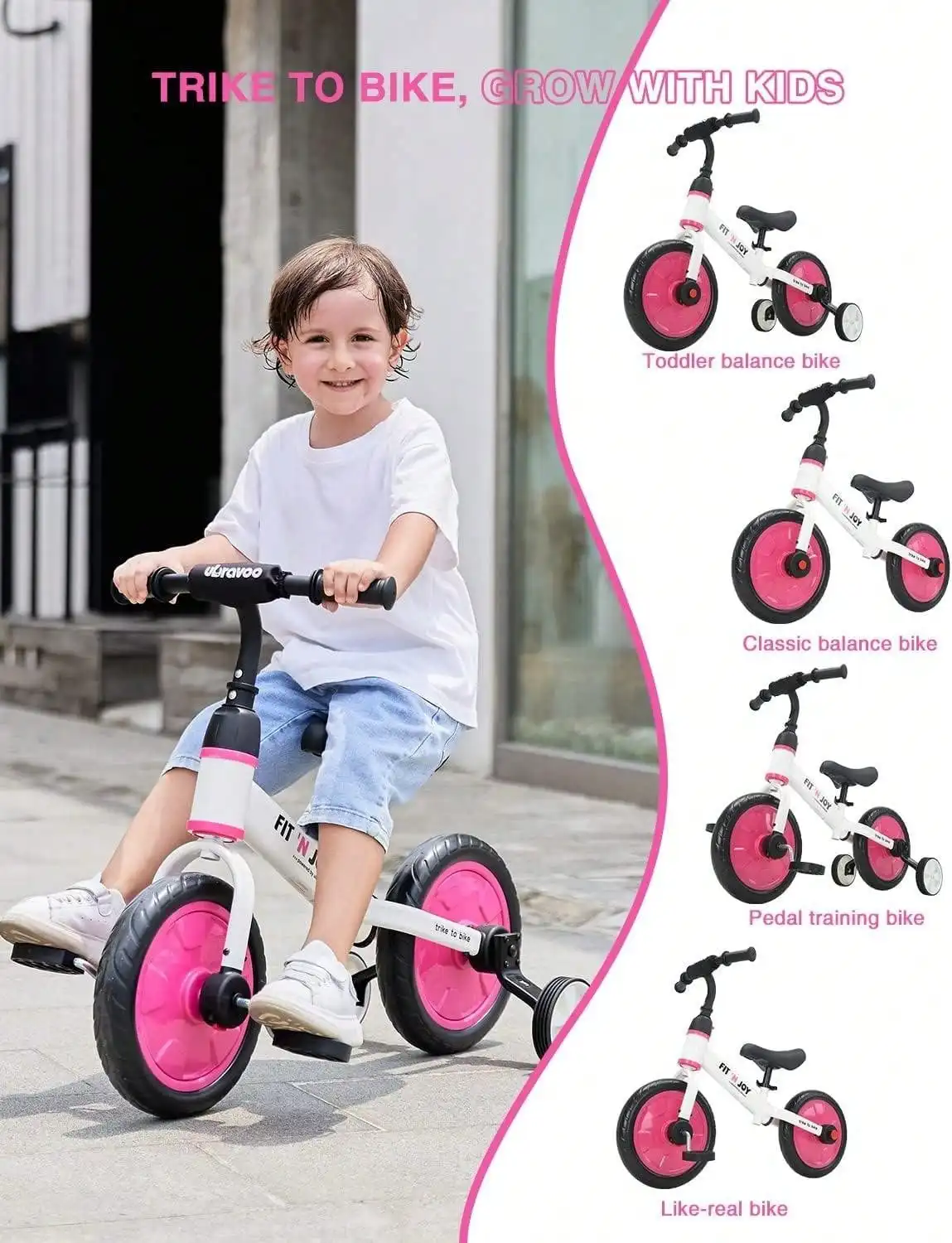 Kleinkind-Lernfahrrad, Fahrradspielzeug mit Stützrädern & Abnehmbaren Pedalen für 2-5 Jahre alte Jungen und Mädchen, Einfache Montage – Detail 6