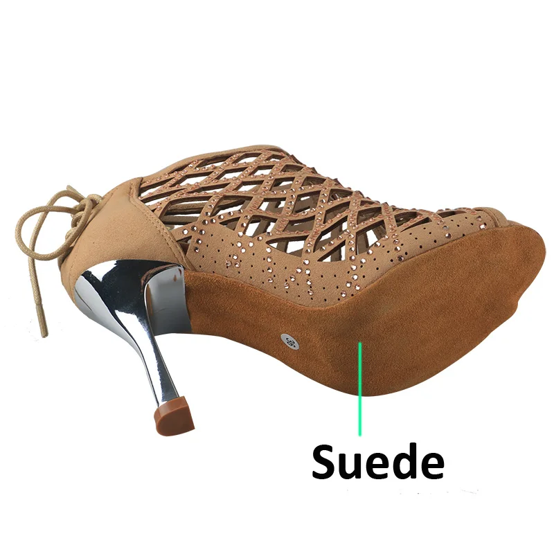 Wedopus Customized Heel High Quality Latin Dance Shoes Woman Boots Peep Toe Fashionable Dance Ankle Boots High Heels