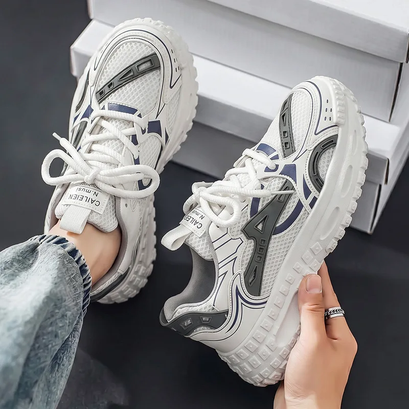 Men Thick Sole Casual Sneakers Trendy Platform Tennis Shoes Outdoor Mesh Breathable Luxury Versatile Casual Running Sports Shoes