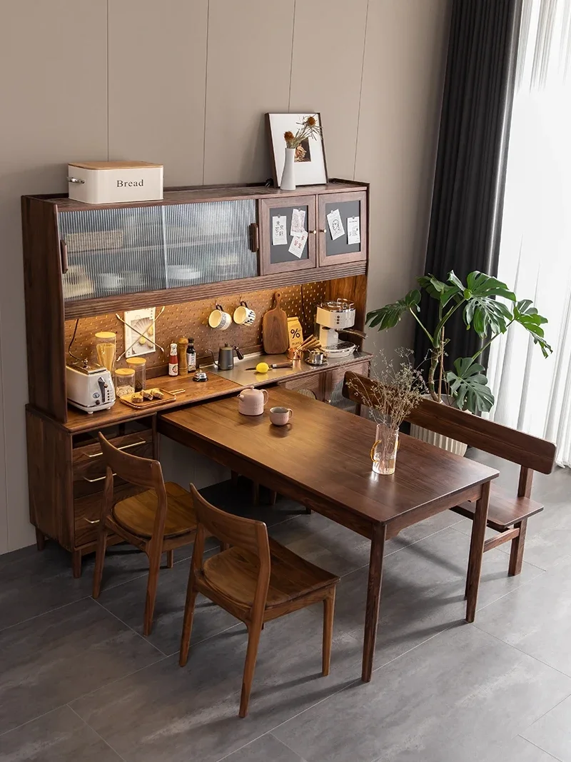 Kitchen Cabinet, Dining Table,integrated Living Room, Wall Facing Solid Wood Multifunctional Storage Combination Dining Cabinet