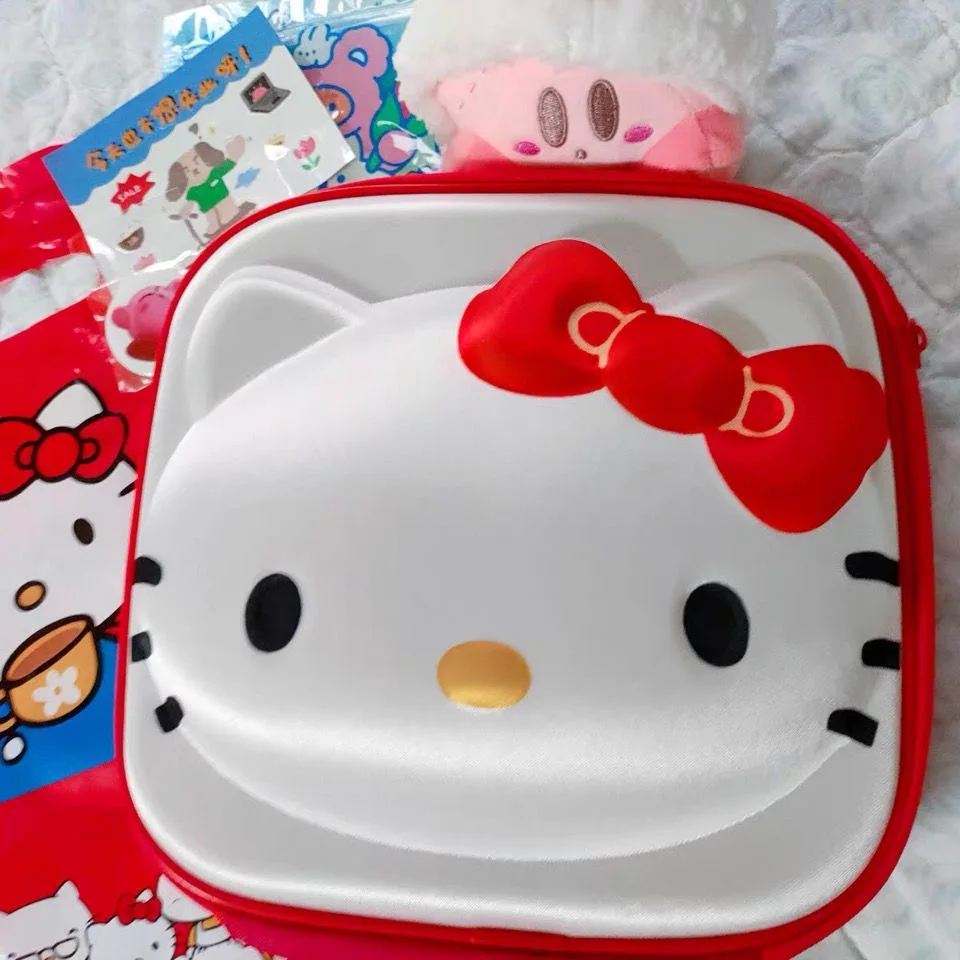 Japanese Kawaii 3D Hello Kitty Cosmetic Bag Harajuku Cute Large Capacity Sundry Storage Bag Portable Cosmetic Bag Birthday Gift