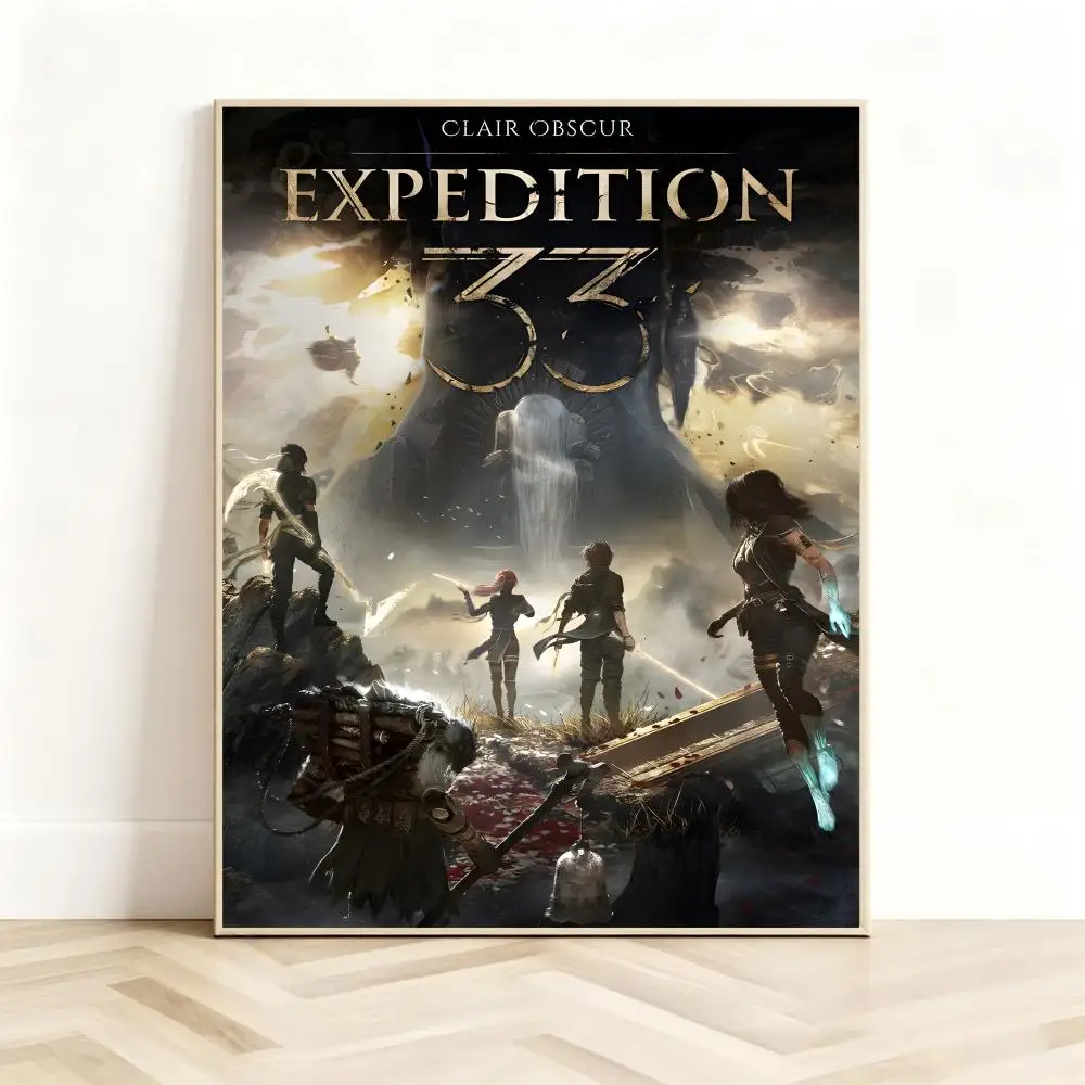 Dark Fantasy Game C-Clair Obscur Expedition 33 Poster Classic Self-Adhesive PP Wall Sticker for Living Room Bar Decor Gift