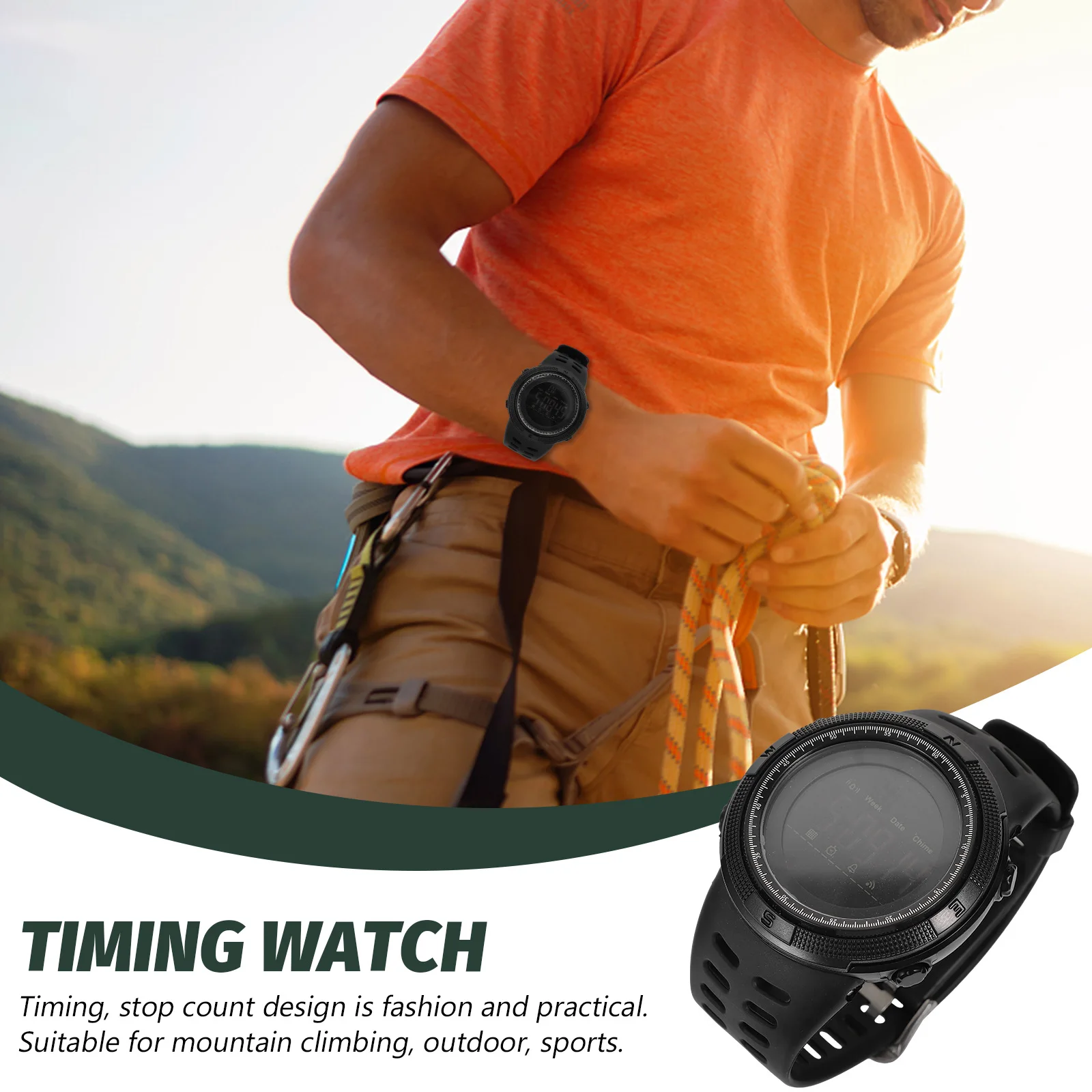 

Step Counting Watch Wrist Mens Water Resist Outdoor Digital Camping Fashion Man