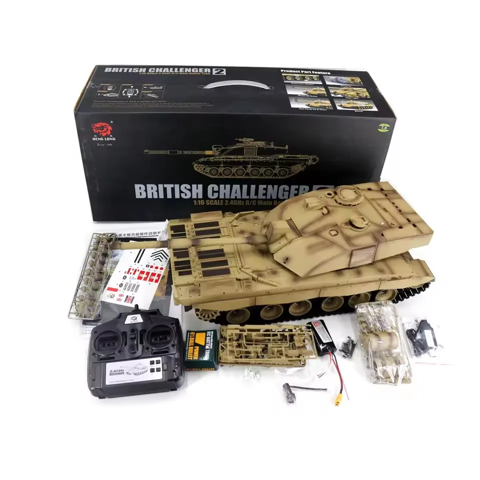 

Henglong 1/16 TK7.0 RC Battle Tank Пластиковый Challenger II RTR Модель 3908 2,4G Танки с дистанционным управлением