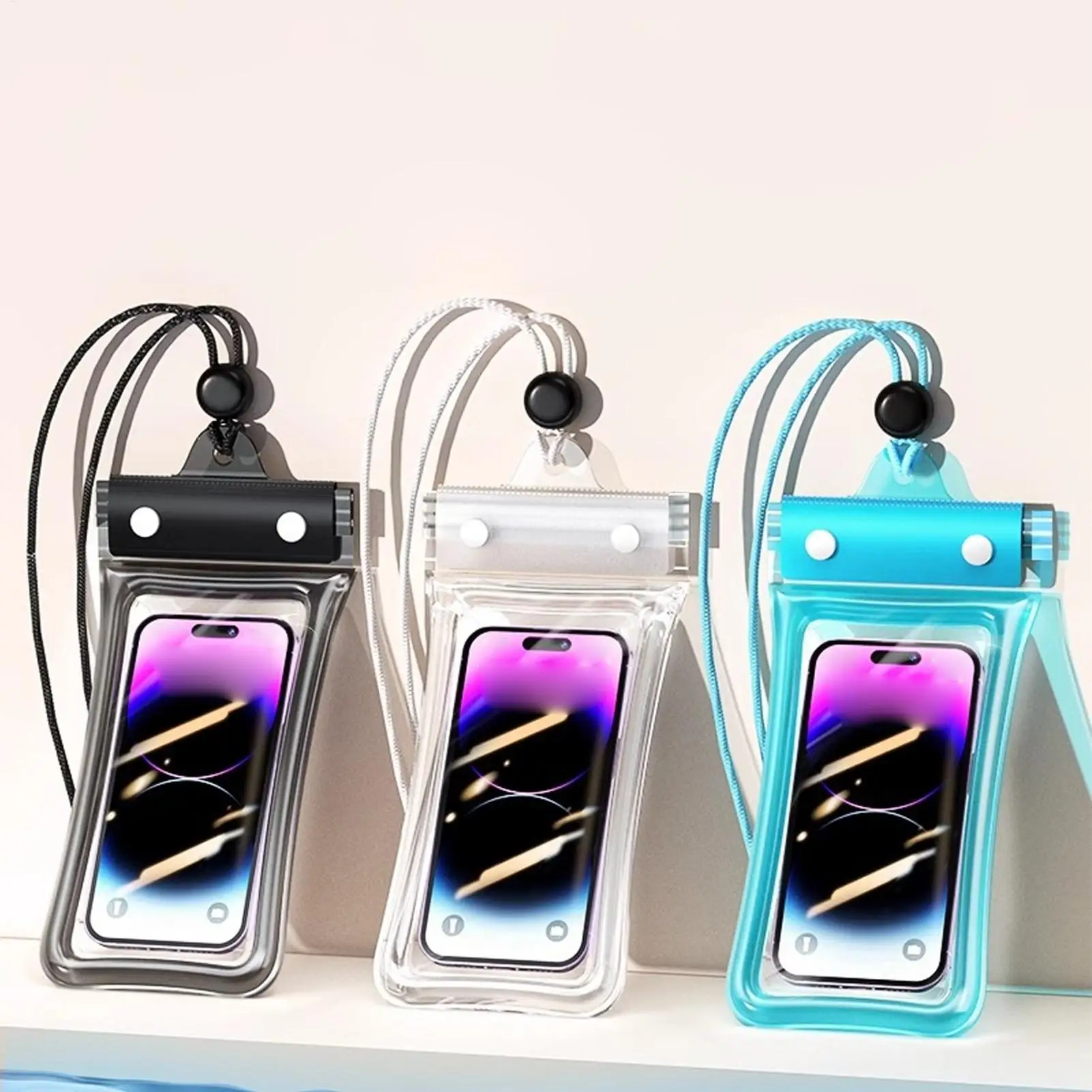 Waterproof Phone Pouch Clear Floating Touch Screen Submersible Dry Bag with Lanyard for Swimming Diving Snorkeling Beach Cruise