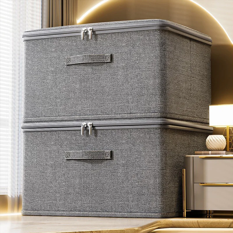 Foldable Clothes Storage Box with Zipper Large Capacity Wardrobe Storage Box for Clothes Quilt Toys Cabinet Storage Organizer