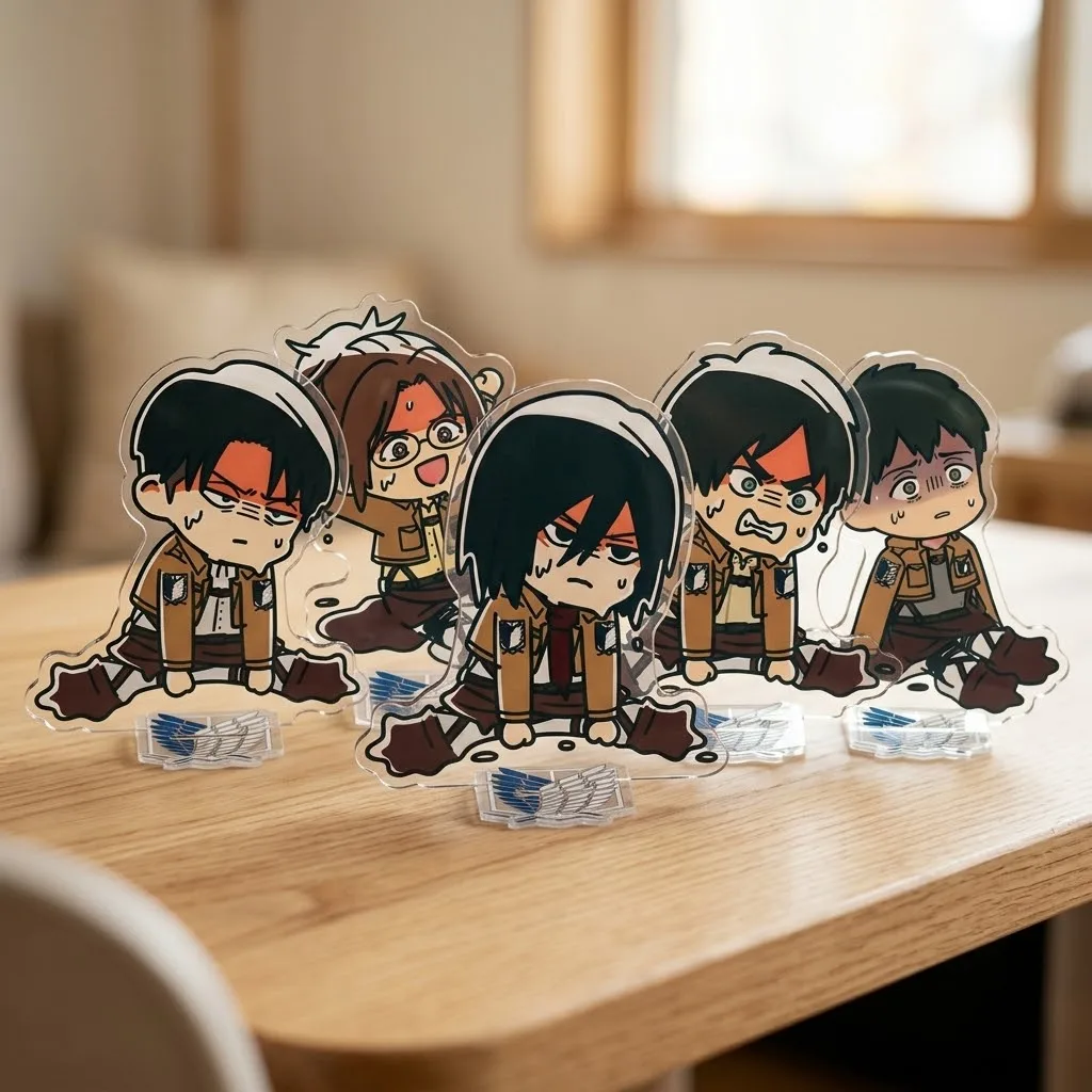 New 10cm Anime Attack on Titan Acrylic Stand Figure Chibi Anime Standing Sign Model Plate Desk Decor Fans Gift Keychain