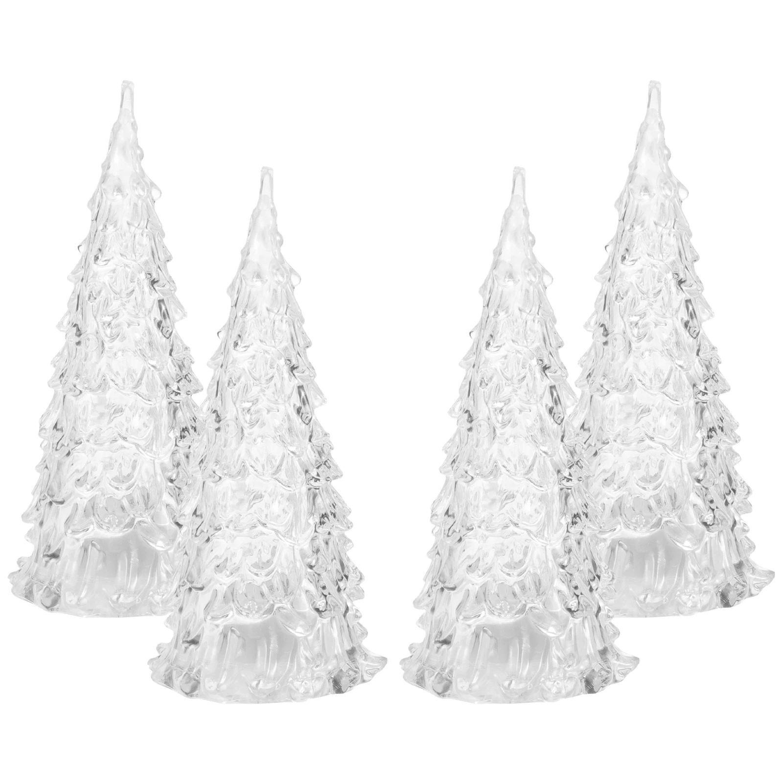

4pcs LED Mini Christmas Tree Glowing Desktop Decor for Xmas Party Tiny Holiday Ornament Night Light Lamp