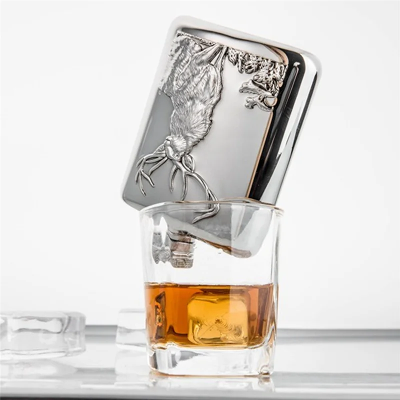 ステンレス鋼ワインフラスコ、ヒップフラスコ、6オンス、鹿柄、ウイスキーポケットボトル、アルコールBottle-200-300ml