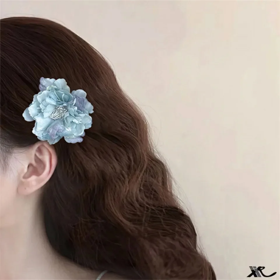 Fashion Peony Flower Hair Clip Artificial Flower Hairpins Wedding Bridal Hair Clips Ornaments Party Side Hairgrips Headdress