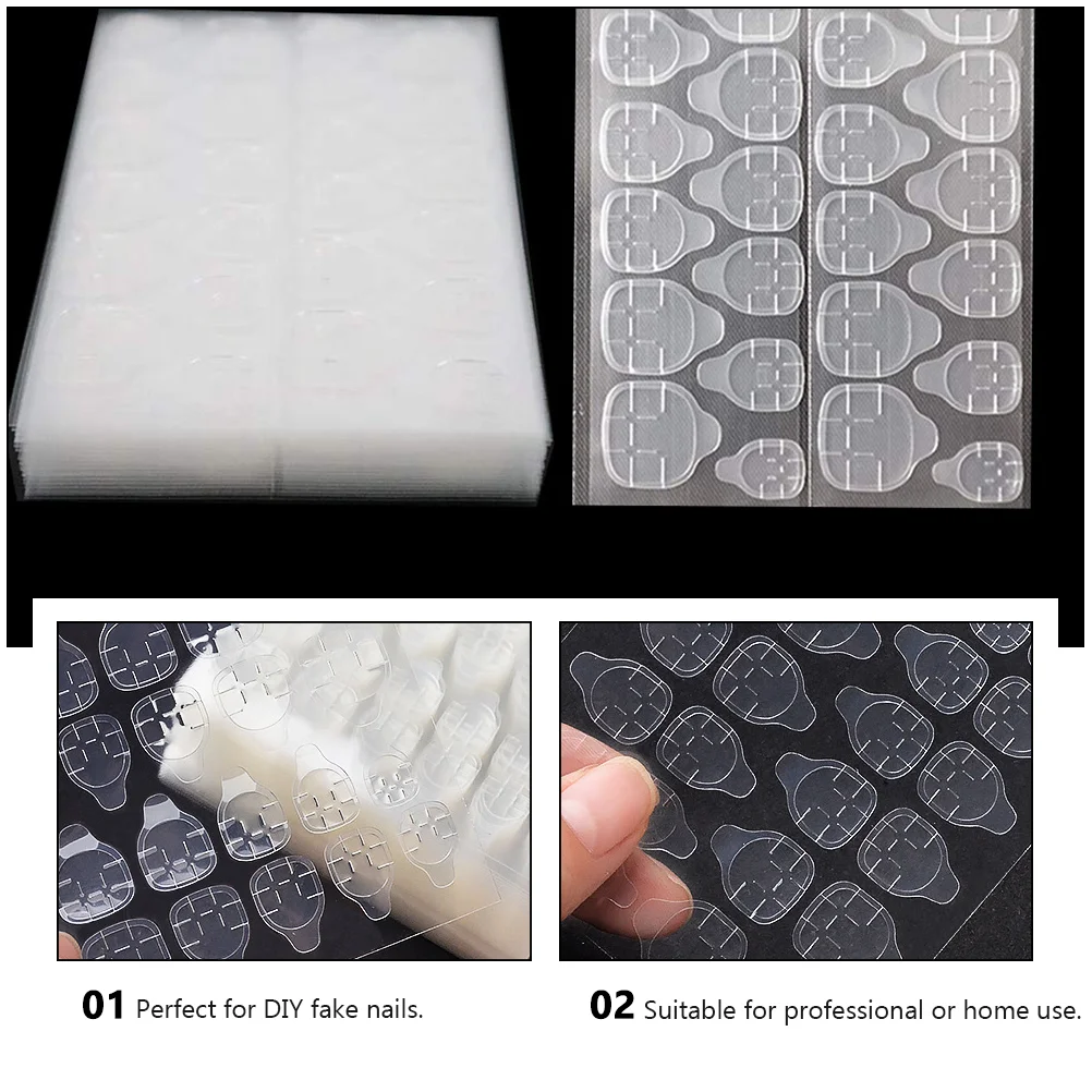 50 Uds. Cinta adhesiva de doble cara para uñas, pegatinas adhesivas falsas impermeables, reemplazo de Gel para manicura, pegamento para uñas artificiales, gelatina acrílica
