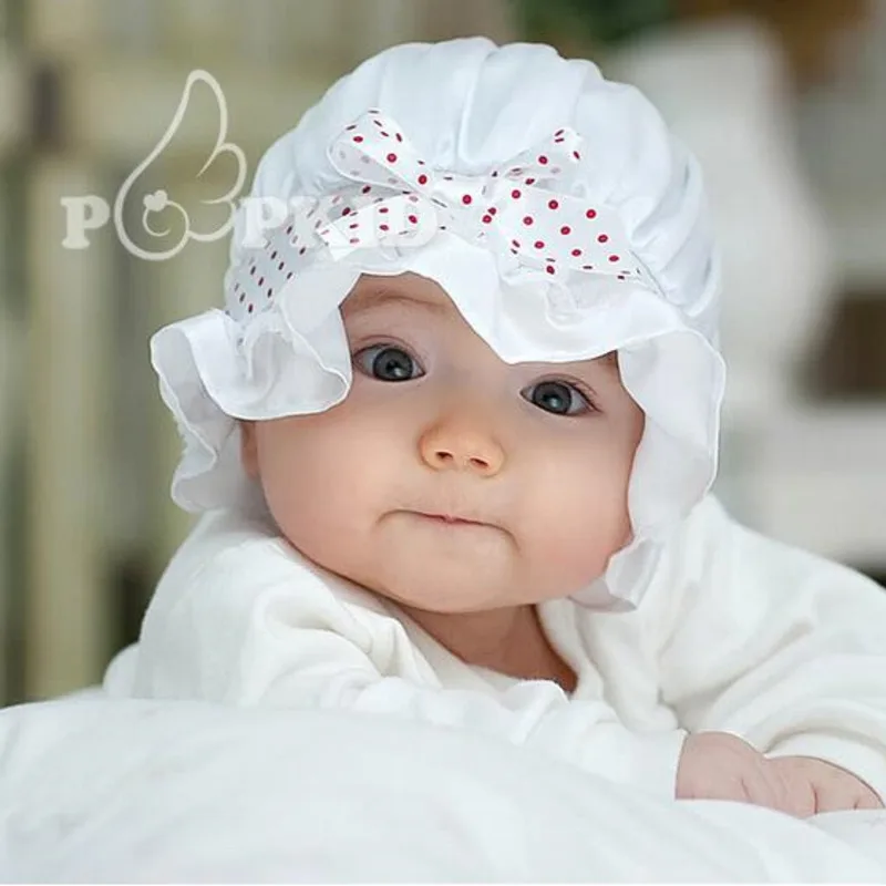 1 Pieces Clearance Lovely Lace Dot Bowknot Summer Children's Baby Sun Hat Cap newborn photography props Kids Girls Infant Beanie